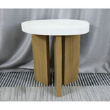 Side table Romimex White Natural MDF Wood 46 x 48 x 36 cm-1