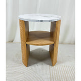 Side table Romimex White Natural MDF Wood 40 x 49 x 40 cm-1