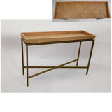 Console Romimex Natural Metal MDF Wood 120 x 32 x 15 cm-1