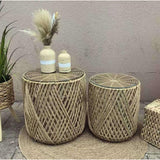 Tables set Romimex Natural Glass Fibre 2 Pieces-1