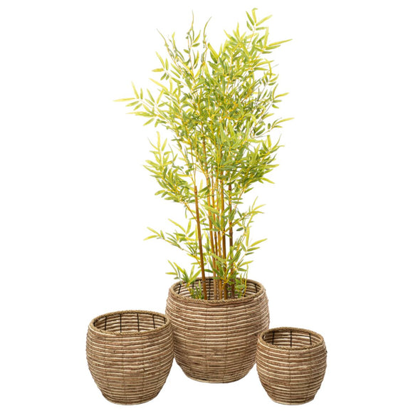 Set of Planters Romimex Natural Fibre 48 x 37 x 48 cm 3 Pieces-0