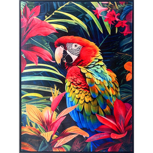 Painting Romimex Velvet MDF Wood Parrot 83 x 123 x 4 cm-0