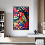 Painting Romimex Velvet MDF Wood Parrot 83 x 123 x 4 cm-1