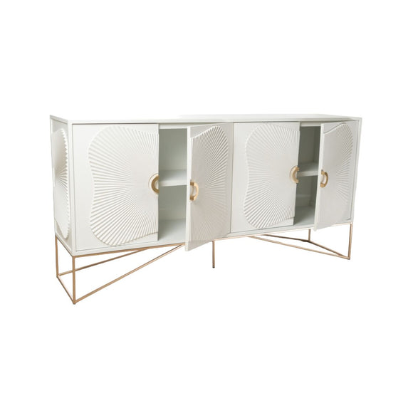 Sideboard Romimex White Golden Metal MDF Wood 157 x 80 x 38 cm-0