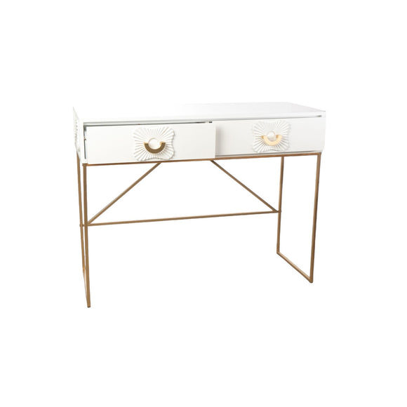 Console Romimex White Golden Metal MDF Wood 100 x 77 x 39 cm-0