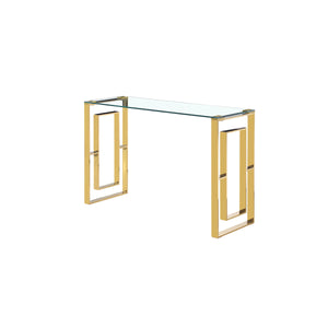 Console Romimex Golden Stainless steel Tempered glass 120 x 78 x 40 cm-0