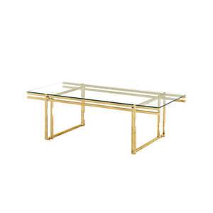 Centre Table Romimex Golden Stainless steel Tempered glass 140 x 45 x 70 cm-0