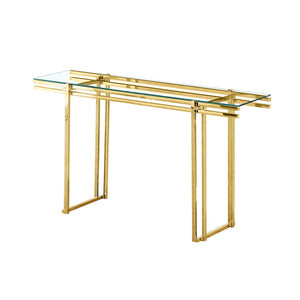 Console Romimex Golden Stainless steel Tempered glass 140 x 78 x 40 cm-0