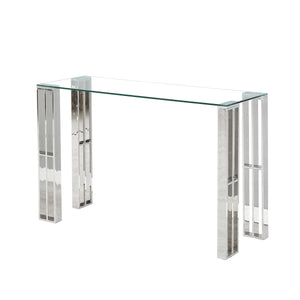 Console Romimex Silver Stainless steel Tempered glass 120 x 78 x 40 cm-0