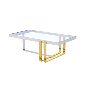 Centre Table Romimex Golden Silver Stainless steel Tempered glass 120 x 40 x 60 cm-0