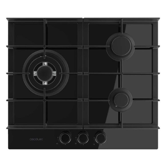 Cecotec Gas Hob Bolero Squad G 3400F, 3 Burners, 6200W, Black Glass, Cast Iron-0
