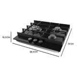 Cecotec Gas Hob Bolero Squad G 3400F, 3 Burners, 6200W, Black Glass, Cast Iron-1