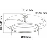 Ceiling Fan CristalRecord CHARLY L RETRAC Transparent 80 W-1