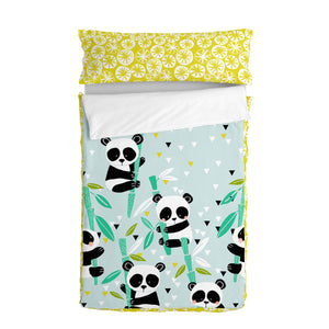 Quilt Cover without Filling HappyFriday Moshi Moshi Panda garden blue Blue 90 x 200 cm-0