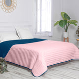 Reversible Bedspread HappyFriday Basic Dash Pink Navy Blue 240 x 260 cm-6