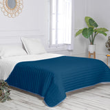 Reversible Bedspread HappyFriday Basic Dash White Navy Blue 180 x 260 cm-6