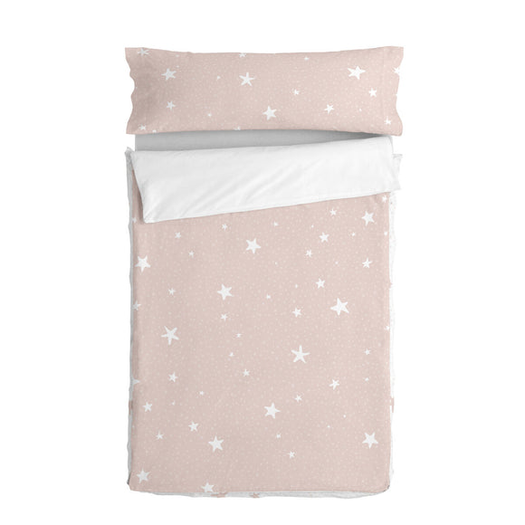 Quilt Cover without Filling HappyFriday Basic Kids Little star Pink 90 x 200 cm-0