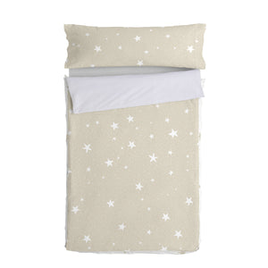 Quilt Cover without Filling HappyFriday Basic Kids Little star Beige 105 x 200 cm-0