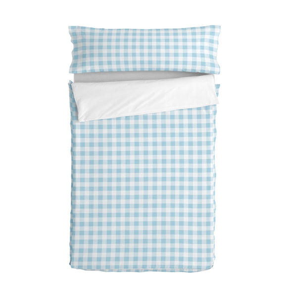 Quilt Cover without Filling HappyFriday Basic Kids Vichy Blue 105 x 200 cm-0