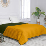 Reversible Bedspread HappyFriday Basic Dash Yellow Green 270 x 260 cm-3