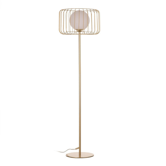 Floor Lamp 40 x 40 x 144 cm Crystal Golden Metal White-0