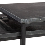 Side table 50 x 50 x 46 cm Black Metal Marble (2 Units)-5