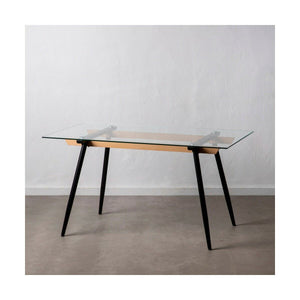 Dining Table 140 x 80 x 75 cm Crystal Black Metal-0