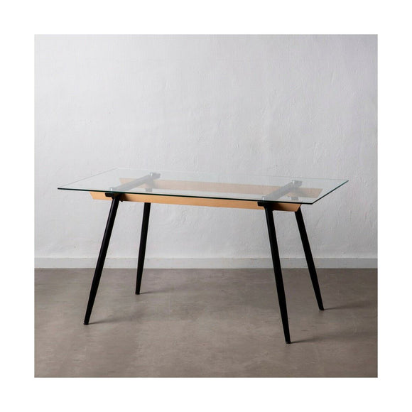 Dining Table 140 x 80 x 75 cm Crystal Black Metal-0
