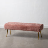Bench 111 x 44 x 41,5 cm Synthetic Fabric Pink Metal-1