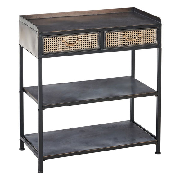 Hall Table with 2 Drawers BRICK Brown Black Iron 75,5 x 38 x 85 cm-0