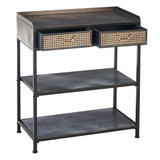 Hall Table with 2 Drawers BRICK Brown Black Iron 75,5 x 38 x 85 cm-7