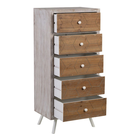 Chest of drawers COUNTRY 50 x 35 x 112 cm Natural White Fir wood MDF Wood-0