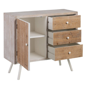 Hall Table with Drawers COUNTRY 90 x 35 x 80 cm Natural White Fir wood MDF Wood-0
