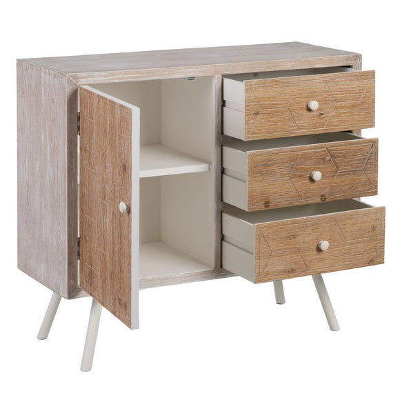 Hall Table with Drawers COUNTRY 90 x 35 x 80 cm Natural White Fir wood MDF Wood-0