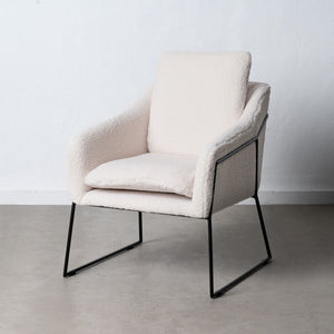 Armchair 69 x 80 x 79 cm Synthetic Fabric Beige Metal-0