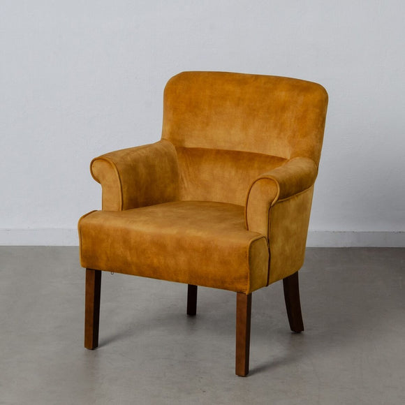 Armchair 77 x 64 x 88 cm Synthetic Fabric Wood Ocre-0