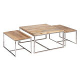 Centre Table 70 x 70 x 41 cm Metal Wood 3 Units-9
