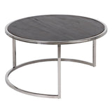Set of 2 tables Brown Silver Stainless steel Mango wood 75 x 75 x 41 cm (2 Units)-7