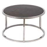 Set of 2 tables Brown Silver Stainless steel Mango wood 75 x 75 x 41 cm (2 Units)-6