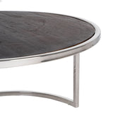 Set of 2 tables Brown Silver Stainless steel Mango wood 75 x 75 x 41 cm (2 Units)-5