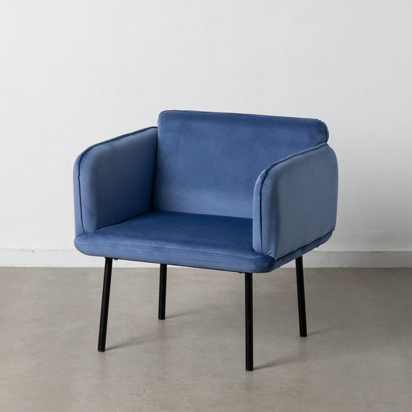 Armchair Synthetic Fabric Blue Metal-0