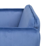 Armchair Synthetic Fabric Blue Metal-4