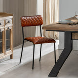 Dining Chair Brown Black Leather Iron 45 x 53 x 86 cm-1