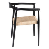 Dining Chair Black Natural Rattan Teak 59 x 58 x 76,5 cm-9