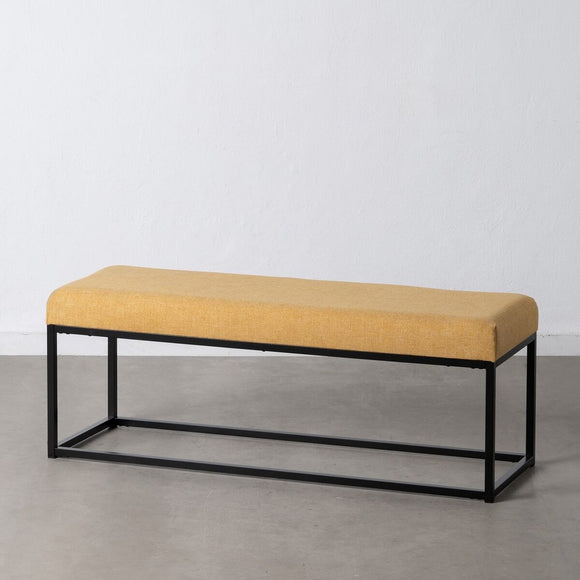 Bench Synthetic Fabric Metal Mustard 120 x 40 x 45 cm-0