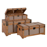 Set of Chests 90 x 47 x 45 cm Synthetic Fabric Wood Frames (3 Pieces)-0