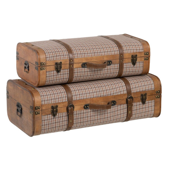 Set of Chests 80 x 41,5 x 25 cm Synthetic Fabric Wood Frames (2 Pieces)-0