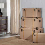 Set of Chests Taupe Linen Metal MDF Wood 77 x 47 x 42 cm (4 Units)-1