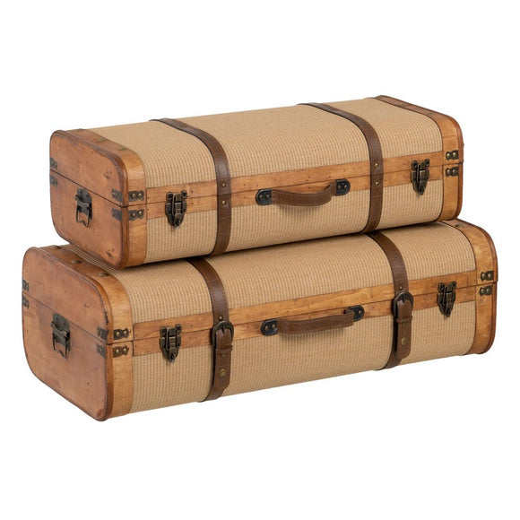 Set of Chests 80 x 41,5 x 25 cm Synthetic Fabric Wood (2 Pieces)-0