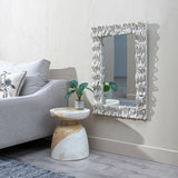 Wall mirror 60 x 8 x 90 cm Teak White-1